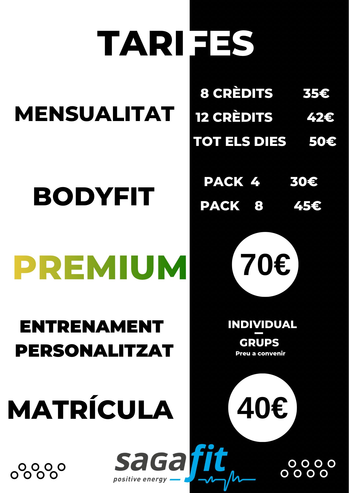 Tarifes SagaFit
